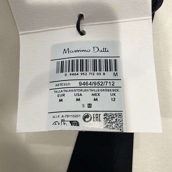 Massimo Dutti Studio tuxedo style silky oversized button up dress cream/black M - Picture 8 of 14